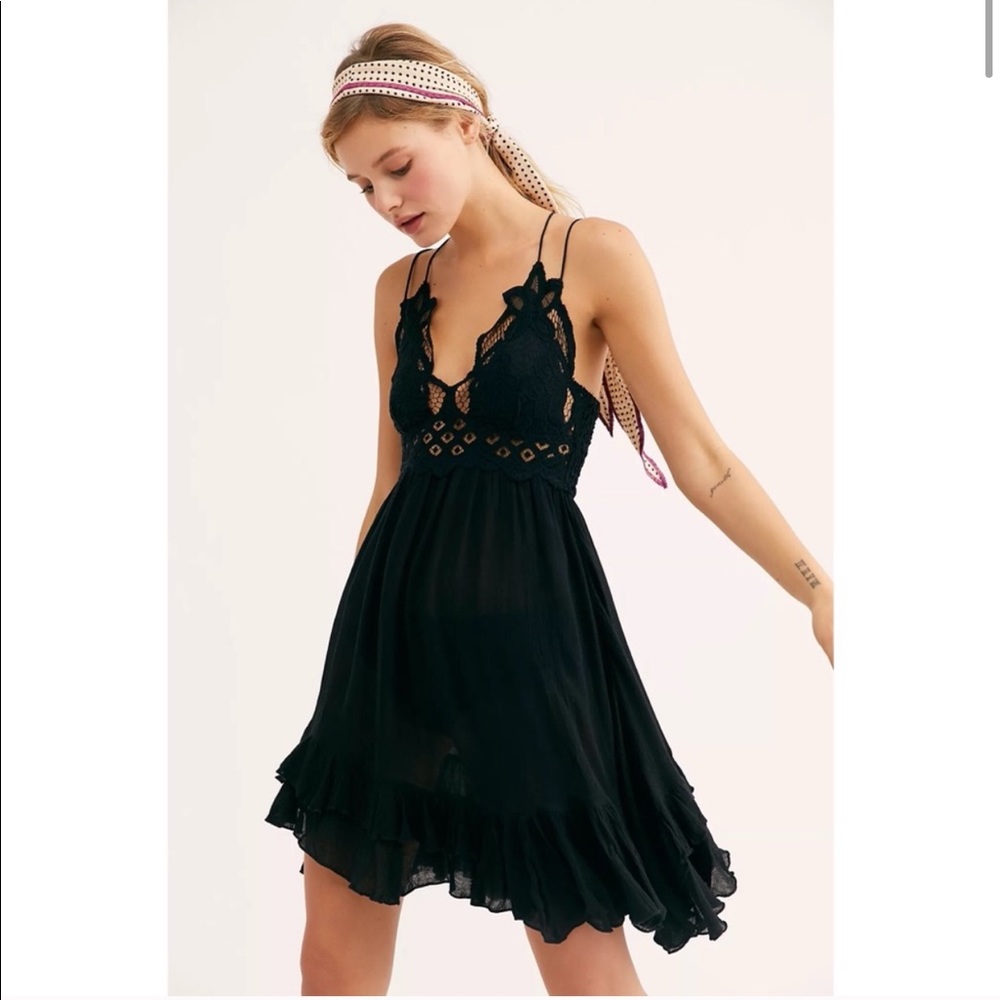 Free People Adella Slip Dress Black
